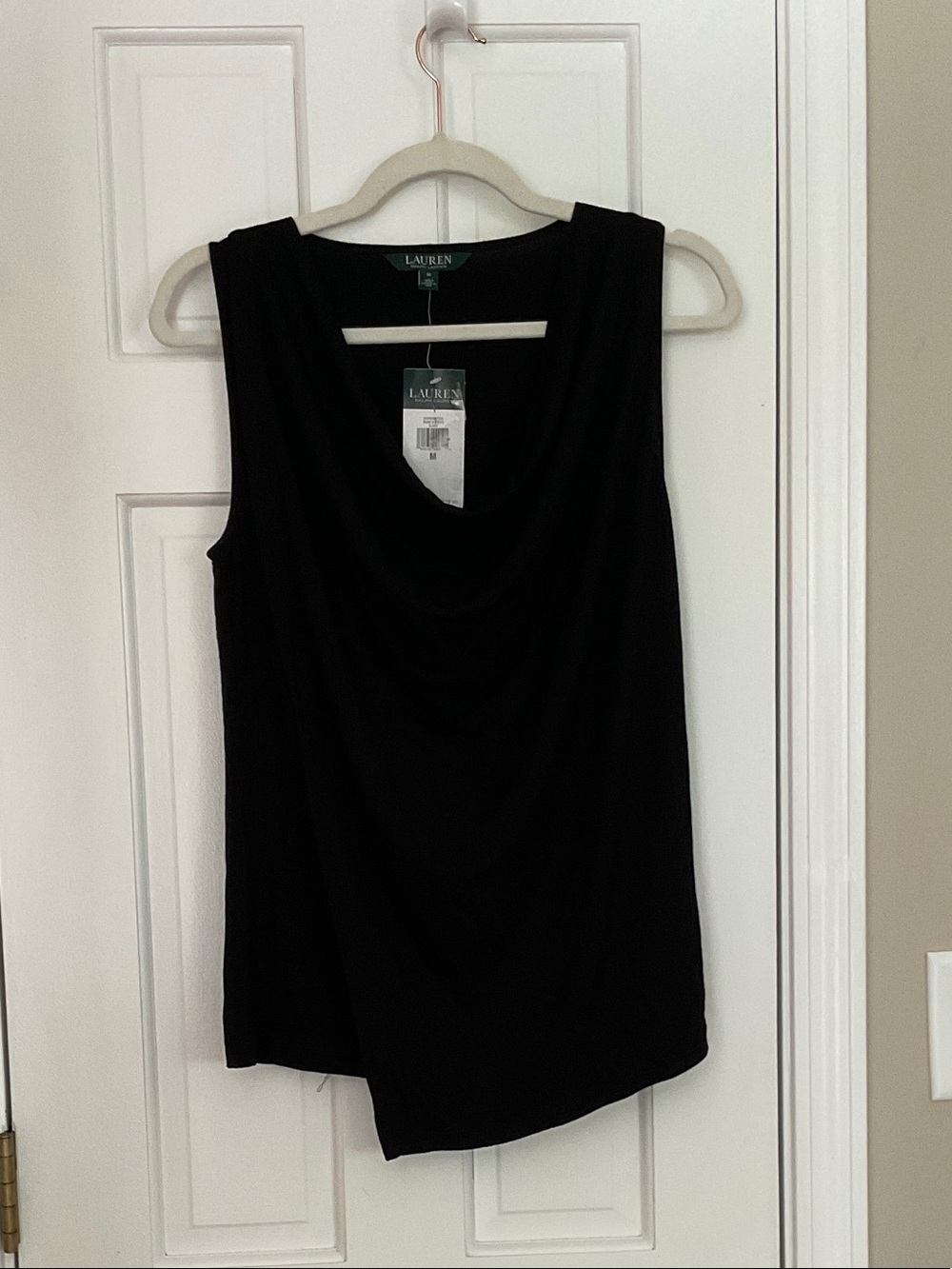 Lauren Ralph Lauren Black Draped Cowl Neck Tank